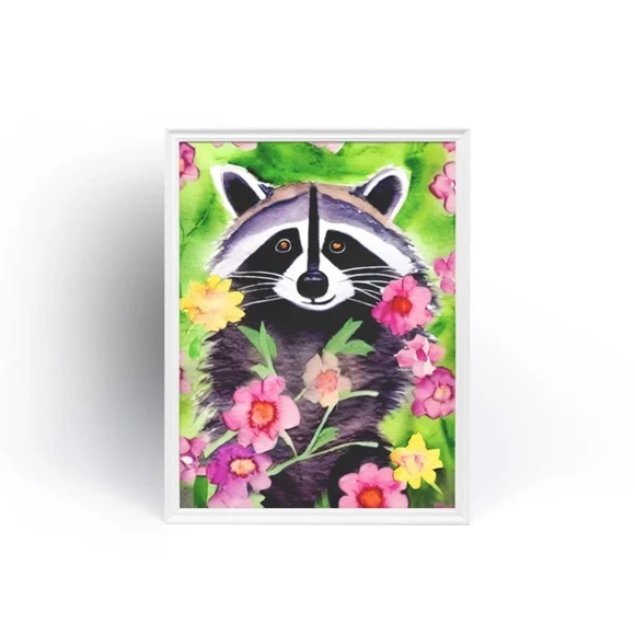 Watercolor Raccoon Portrait Illustration Wall Art Print Poster Card Unframed - Picture 6 of 6